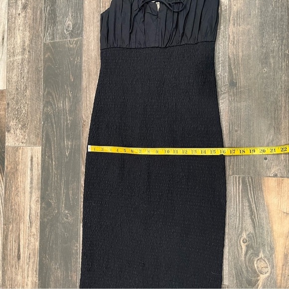 J.Crew Smocked Black Bodycon Tank Dress Sz 2 Mid Length NWOT - Picture 7 of 13